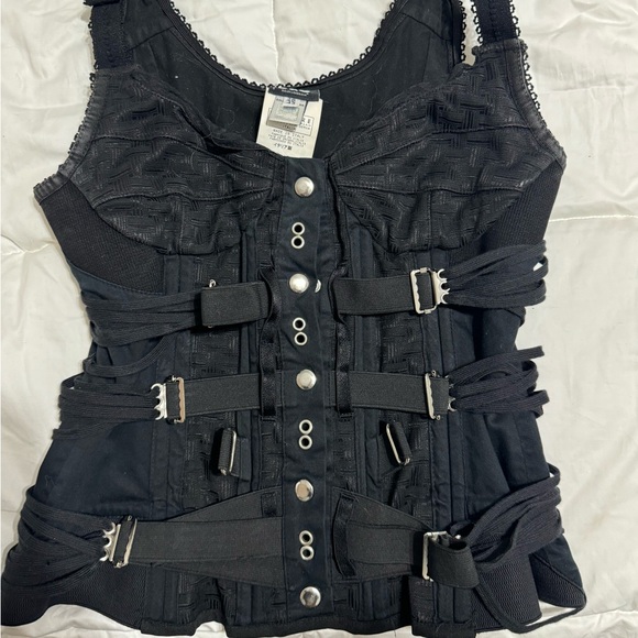 SS2004 Dolce & Gabbana D&G Vintage Black Bondage Strap Bustier Top - Picture 3 of 4
